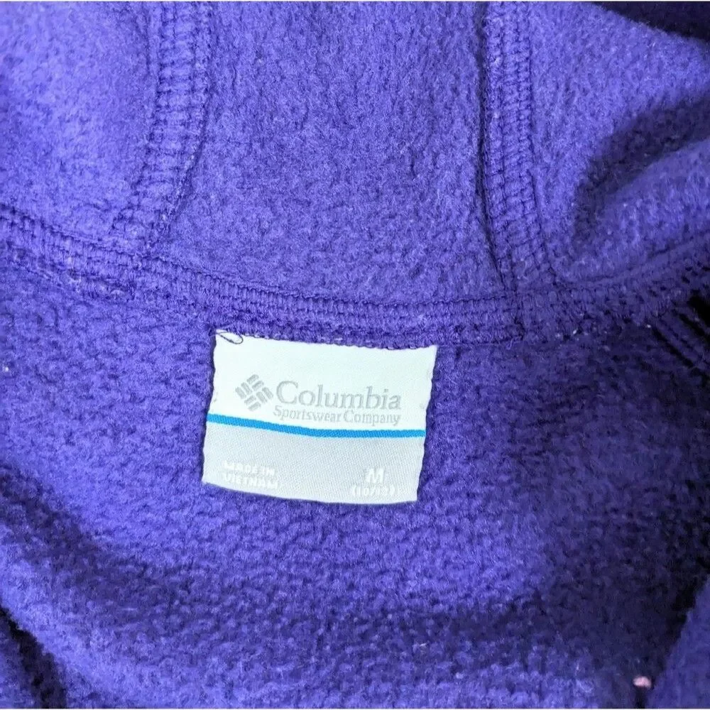 Purple Fleece Full Zip Columbia Girls Hooded Jacket Medium 10/12 Winter